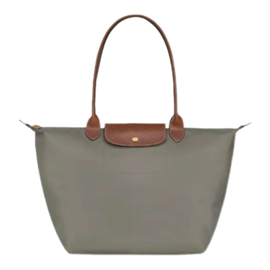 Nylon Tote Bag with Leather Handles