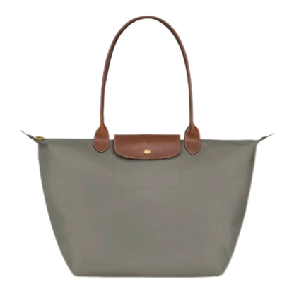 Nylon Tote Bag with Leather Handles