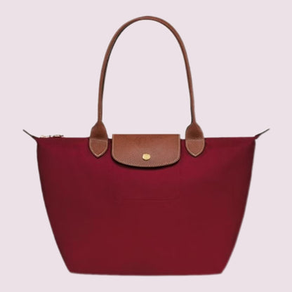 Nylon Tote Bag with Leather Handles