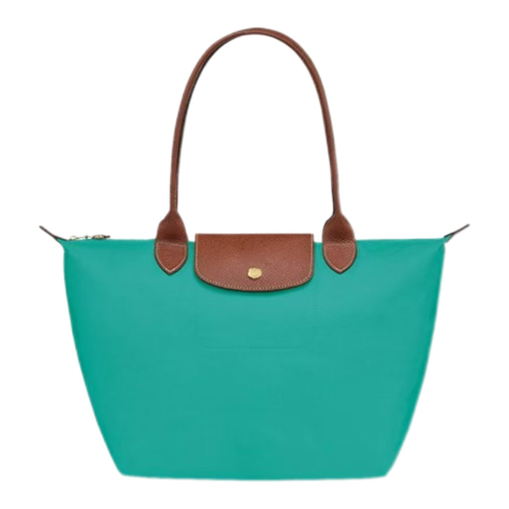 Nylon Tote Bag with Leather Handles