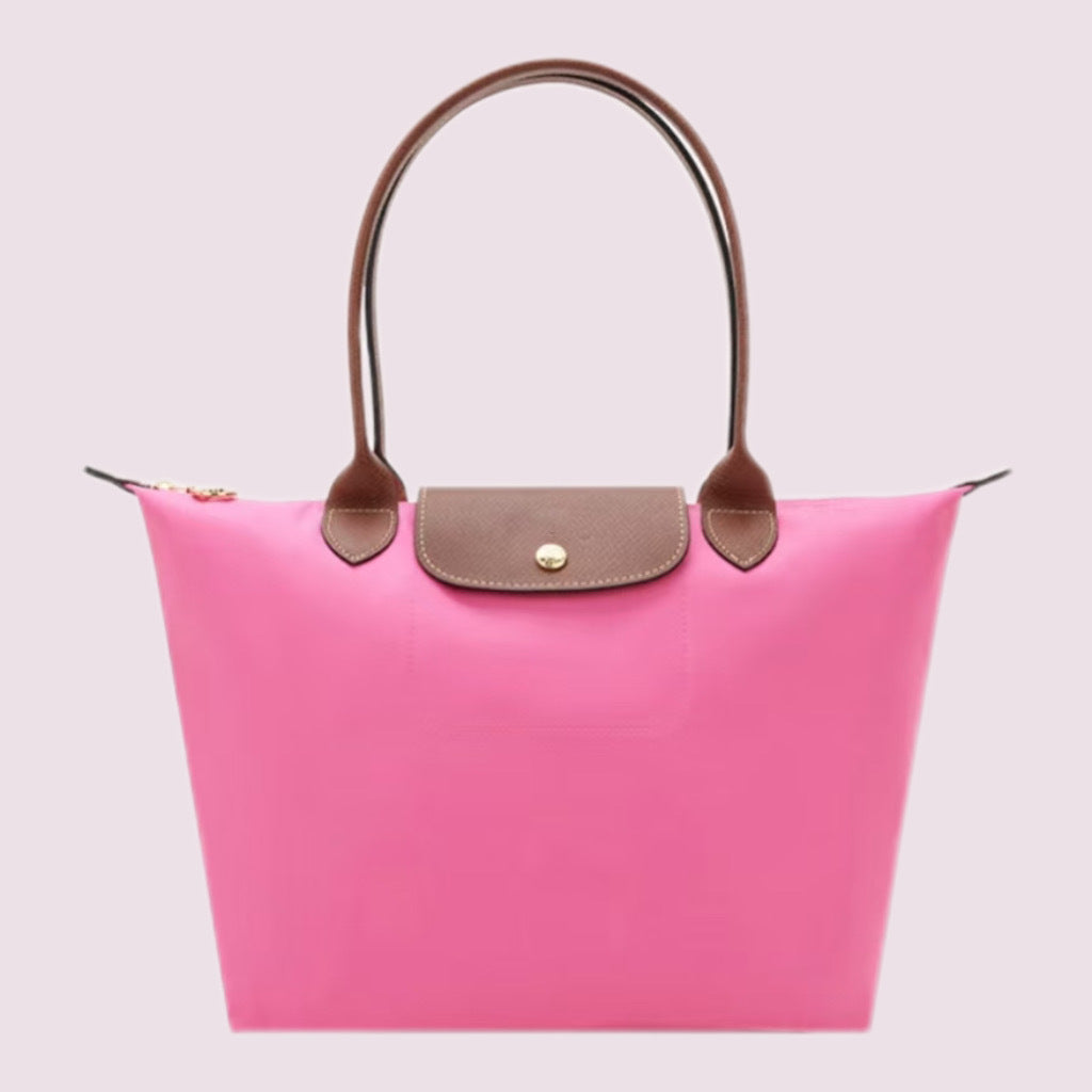 Nylon Tote Bag with Leather Handles