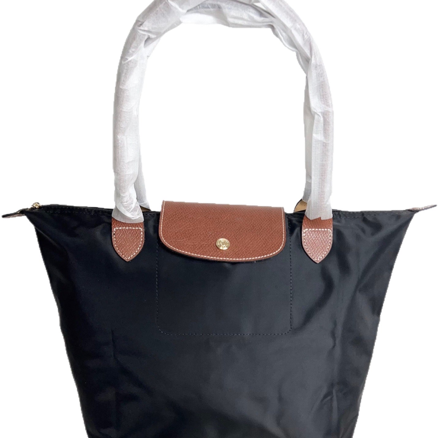 Nylon Tote Bag with Leather Handles