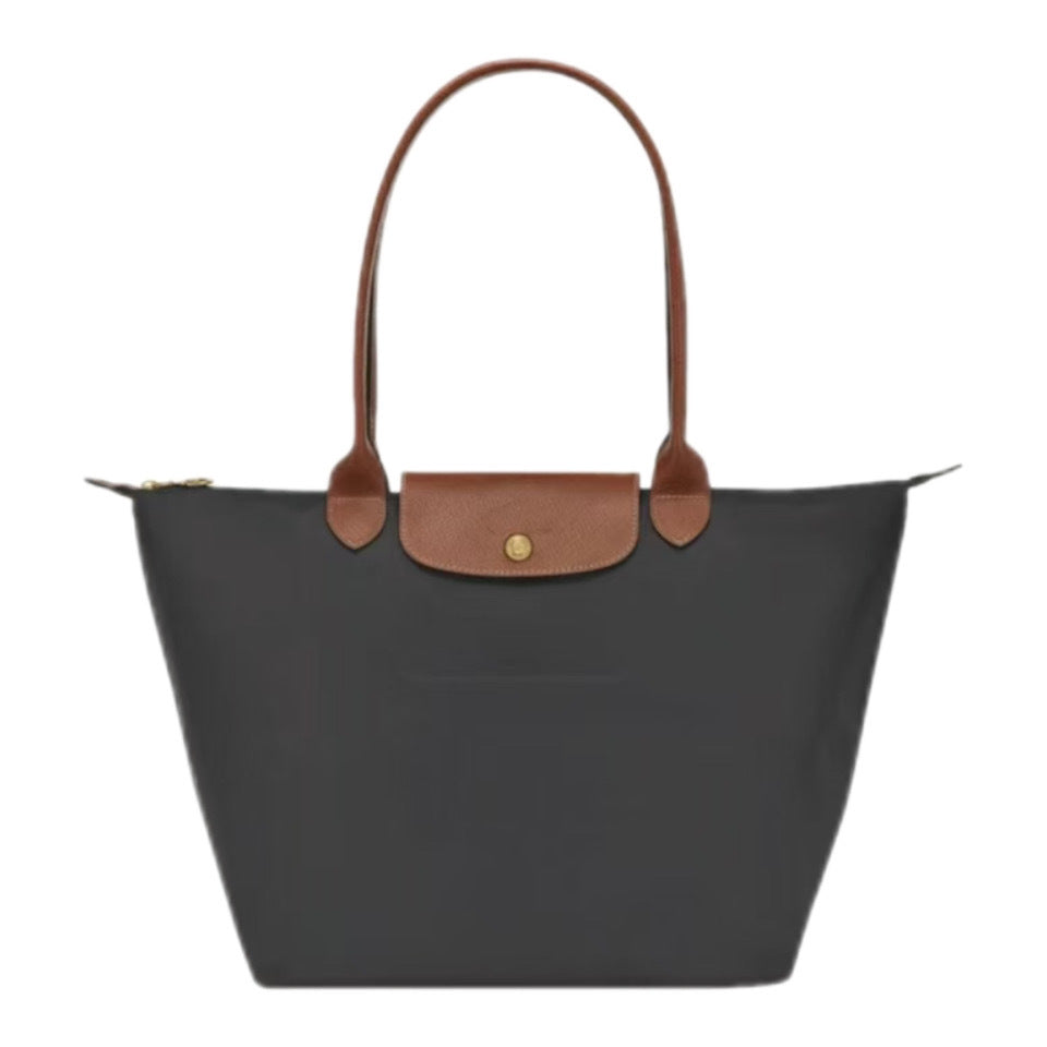 Nylon Tote Bag with Leather Handles