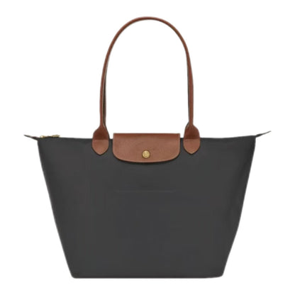 Nylon Tote Bag with Leather Handles