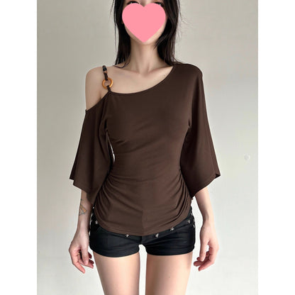 Oblique Shoulder Fashion Short Sleeve