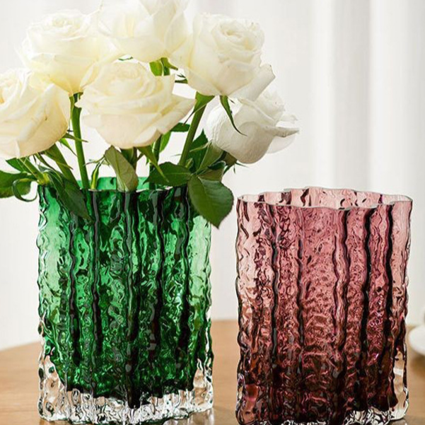 Ocean Blue Glacier Glass Vase