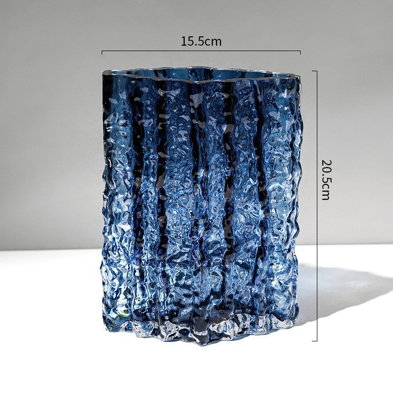 Ocean Blue Glacier Glass Vase