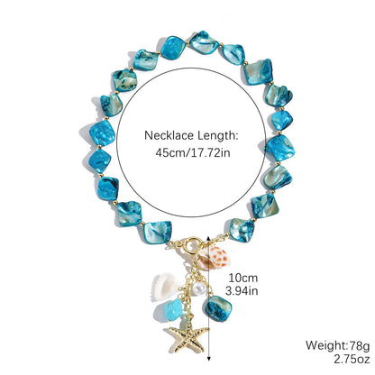 Ocean Shell and Starfish Necklace Conch Pearl Accessory Pendant