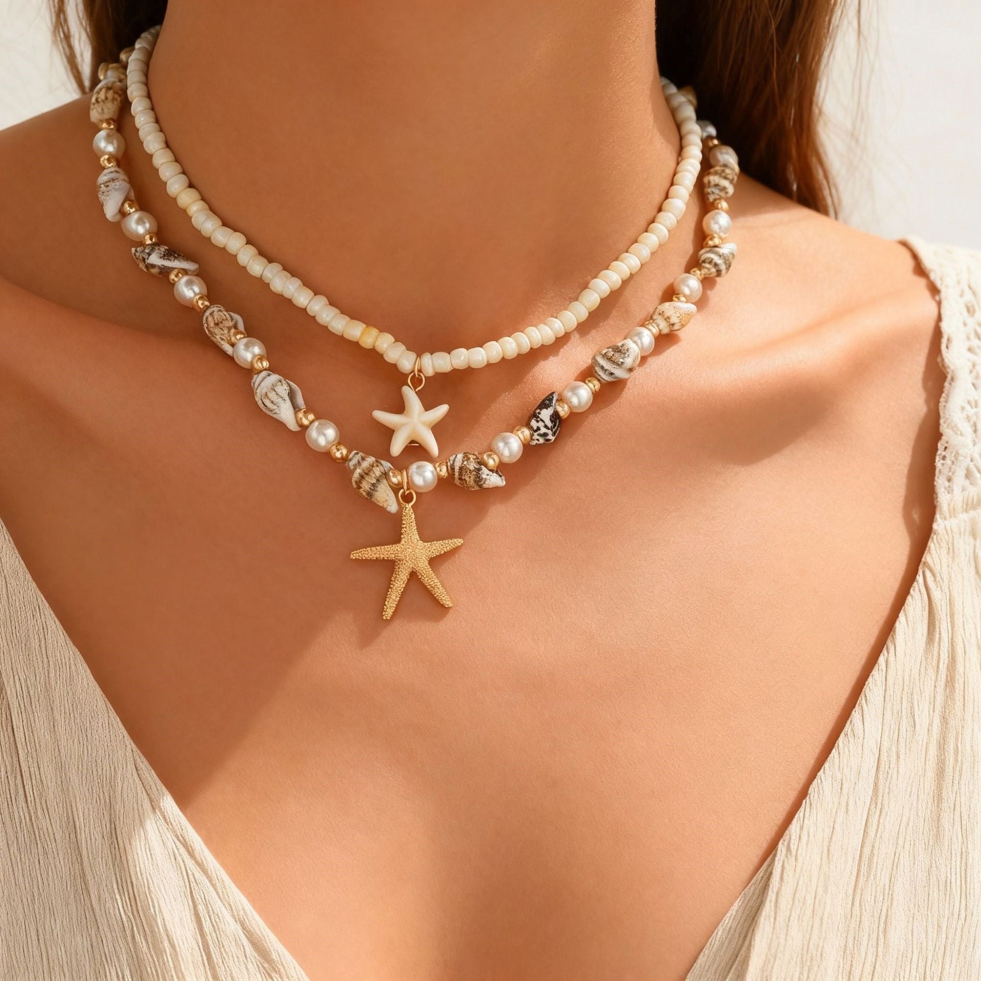 Ocean Style Multi-Layer Beaded Necklace