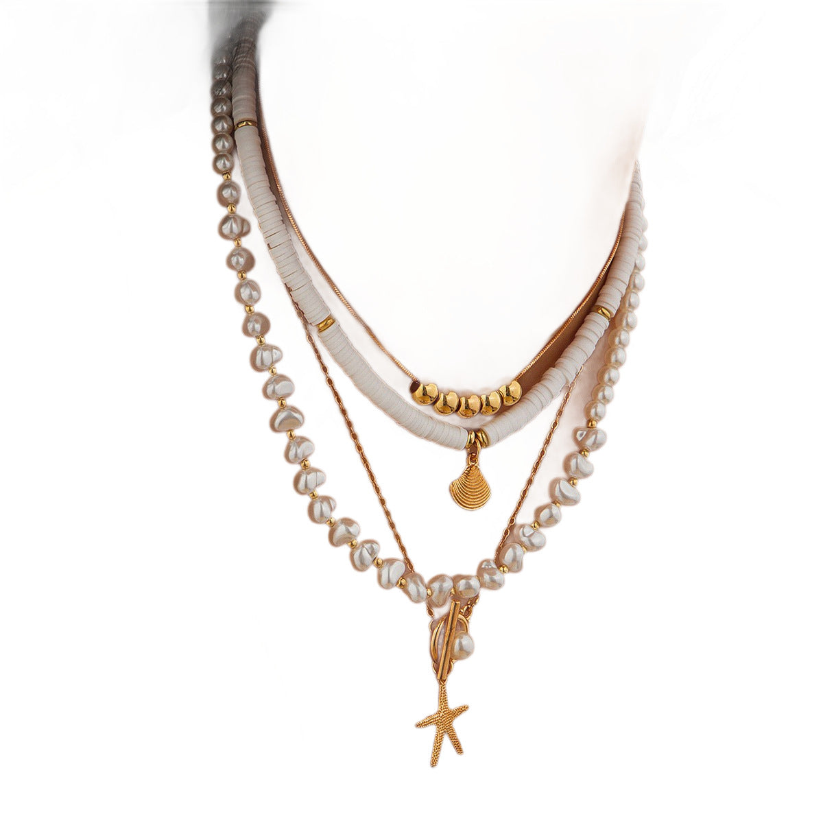 Ocean Style Shell Diamond Tassel Necklace