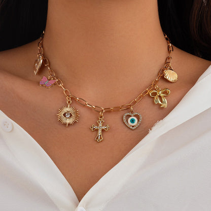 Ocean Style Shell Diamond Tassel Necklace
