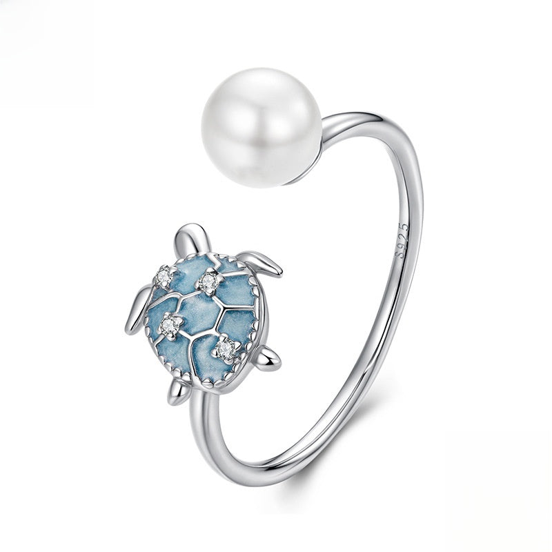 Ocean Theme Sterling Silver Ring and Earring