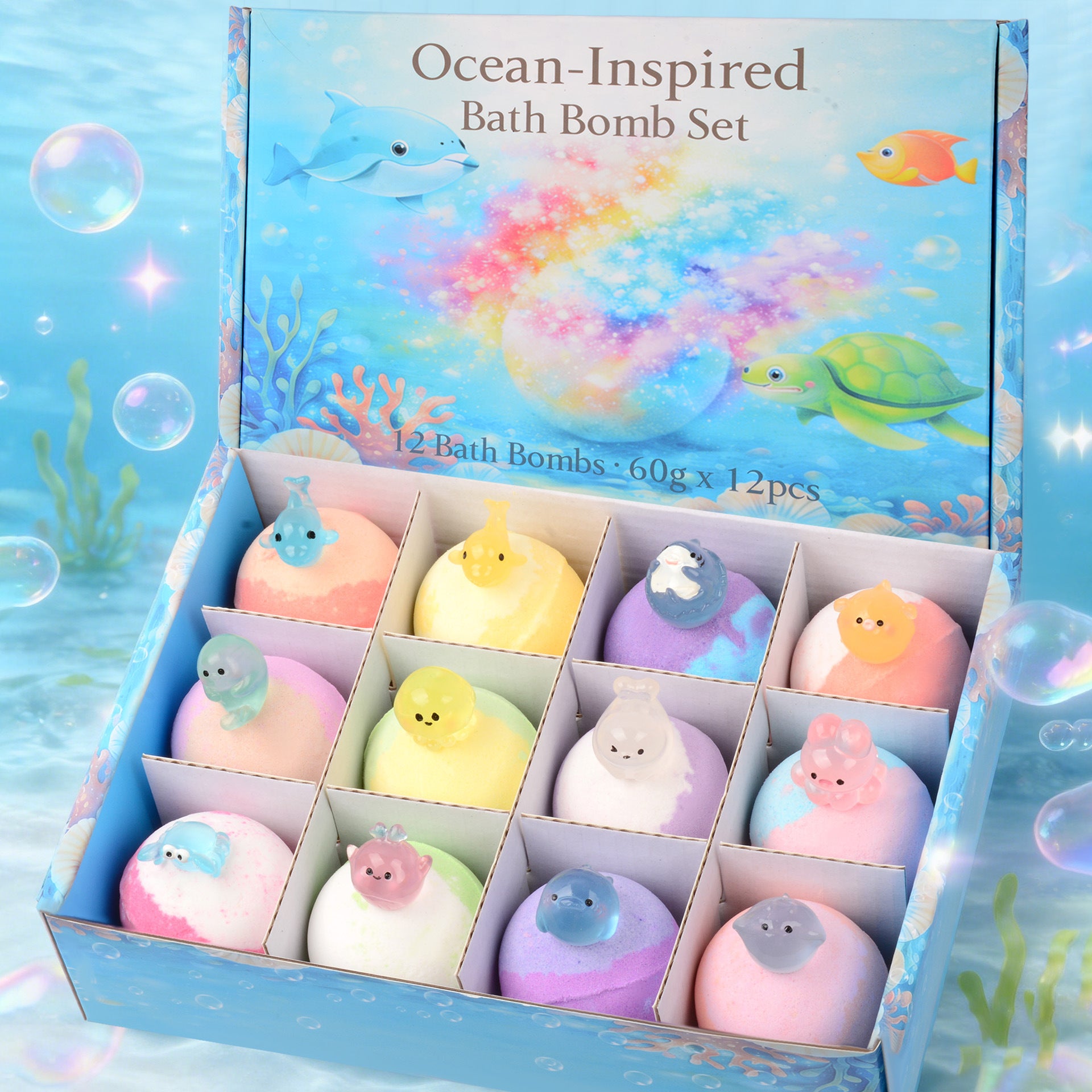 Ocean-themed bath salt bomb