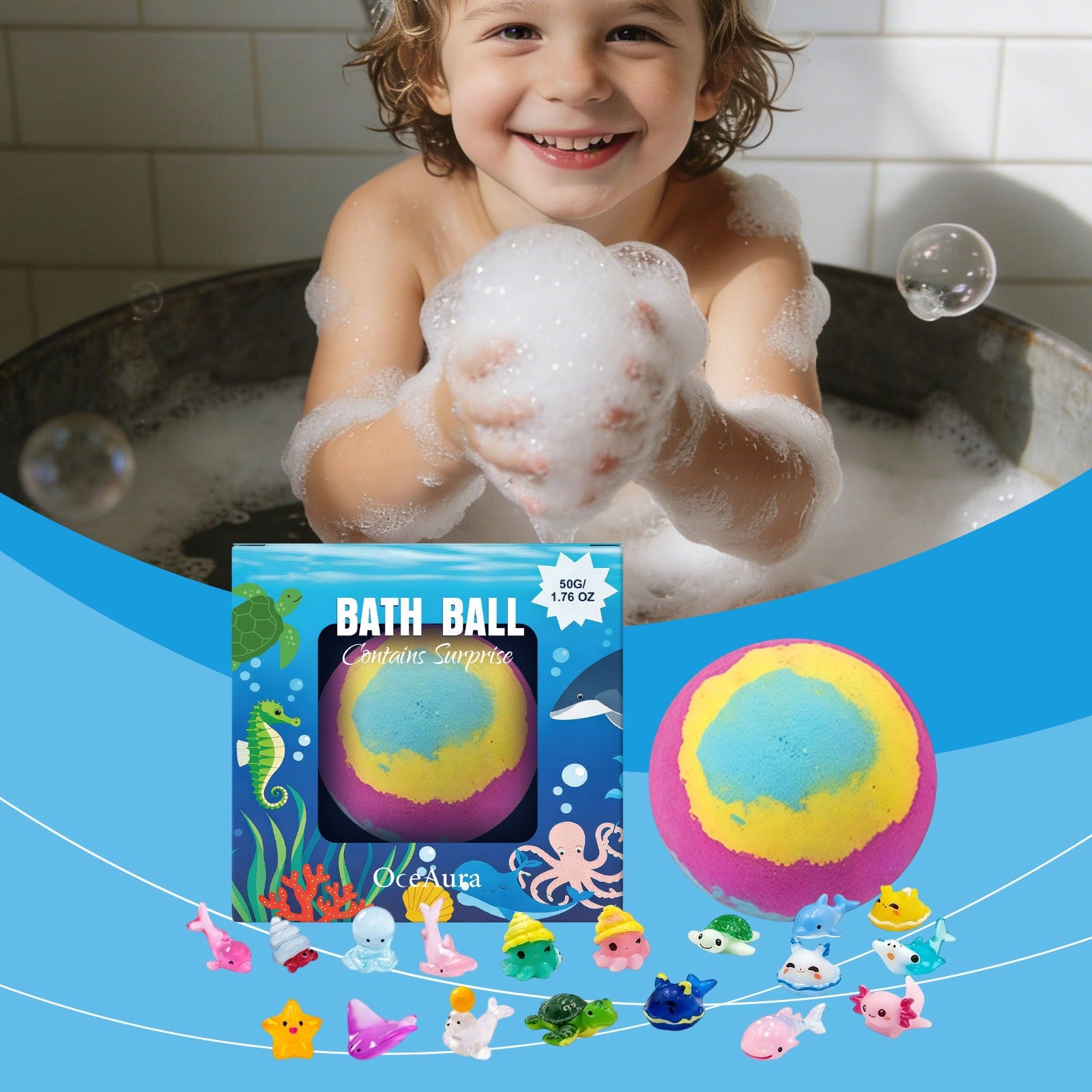 Oceaura Surprise Bath Ball for Children