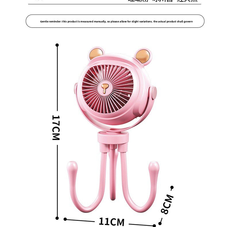 Octopus Clip Fan with Night Light