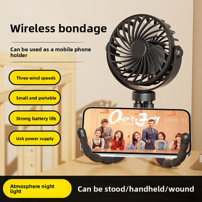 Octopus USB Desk Fan with Light and Adjustable Head