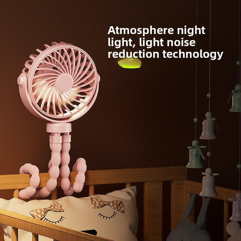 Octopus USB Desk Fan with Light and Adjustable Head