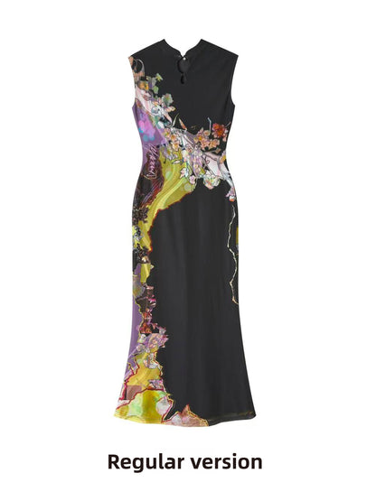 Ofakiva Reversible Printed Cheongsam Dress