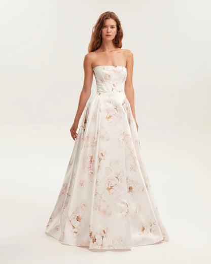 Off-Shoulder 3D Pattern Evening Dress