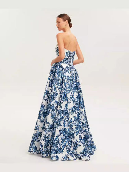 Off-Shoulder 3D Pattern Evening Dress