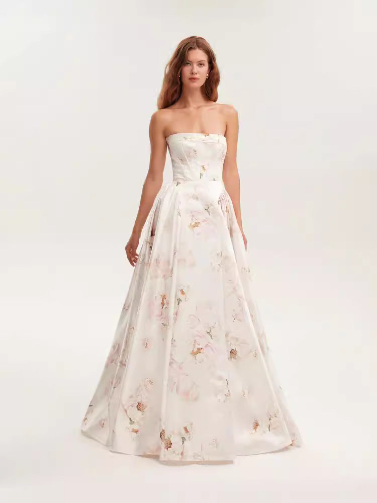 Off-Shoulder 3D Pattern Evening Dress