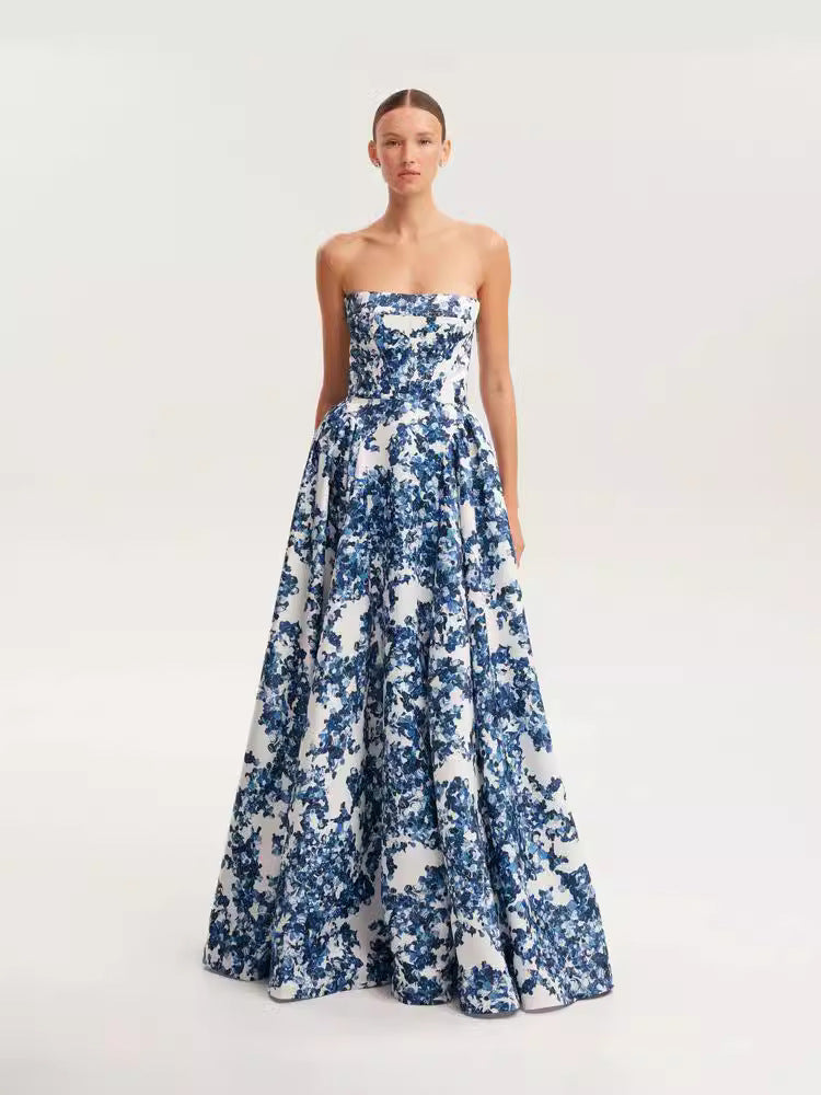 Off-Shoulder 3D Pattern Evening Dress