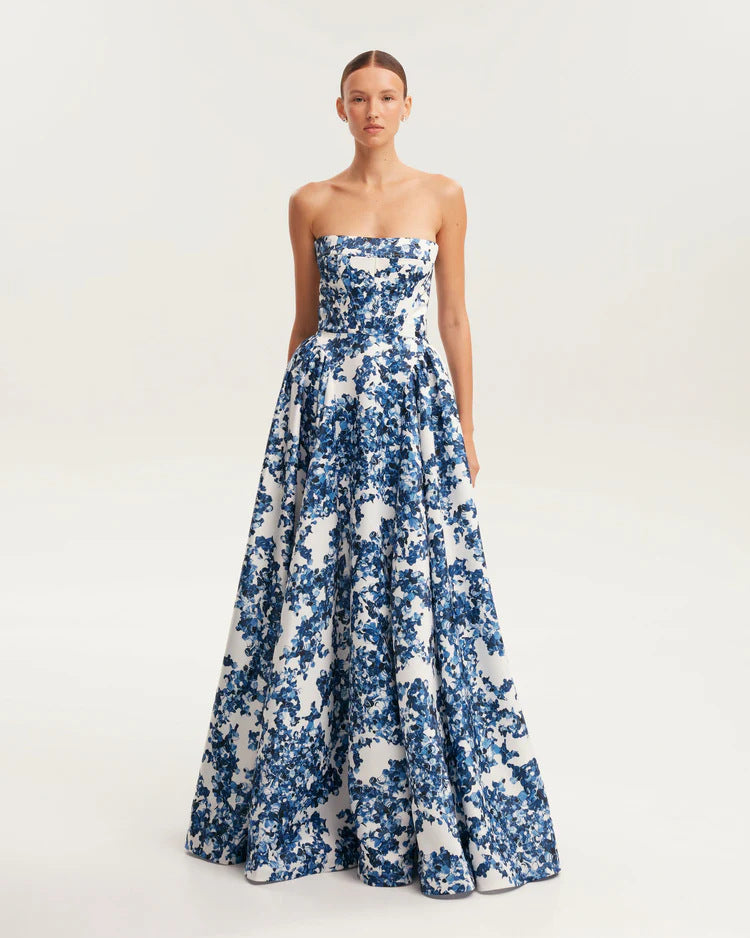Off-Shoulder 3D Pattern Evening Dress