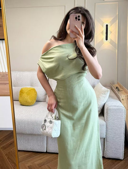 Off-Shoulder Linen Dress