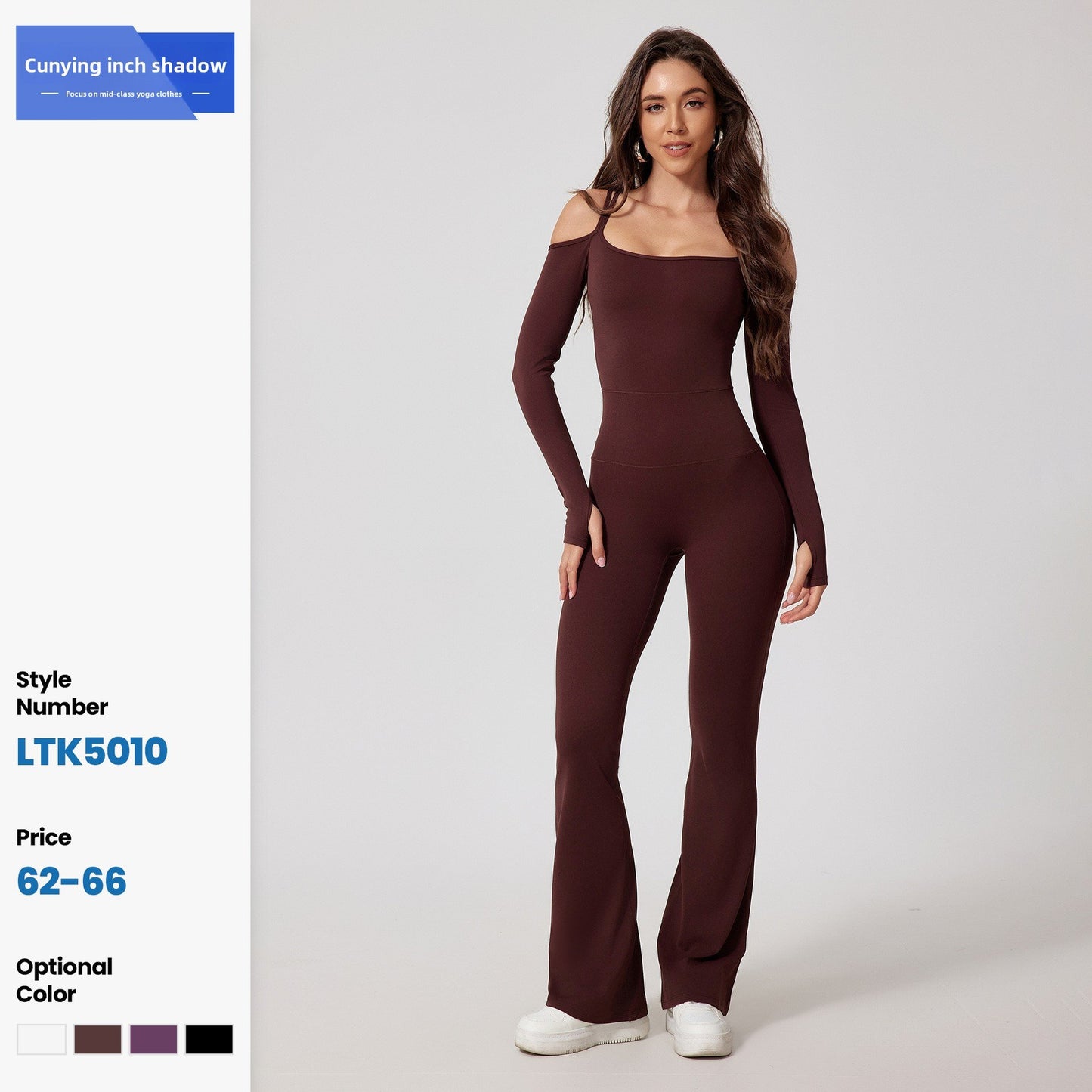 Off-Shoulder Long Sleeve Jumpsuit with Flared Pants