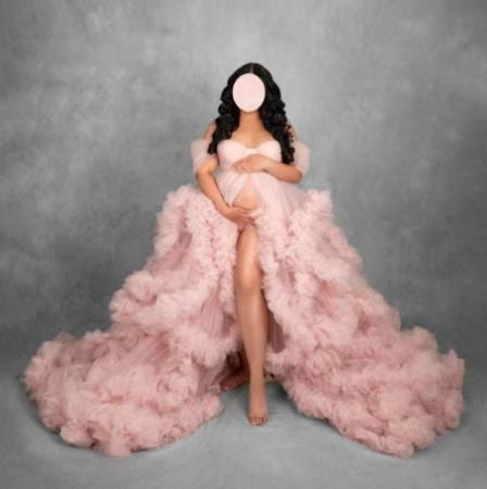 off-shoulder morning gown