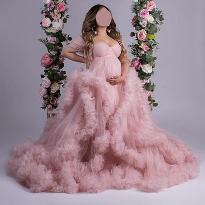 off-shoulder morning gown