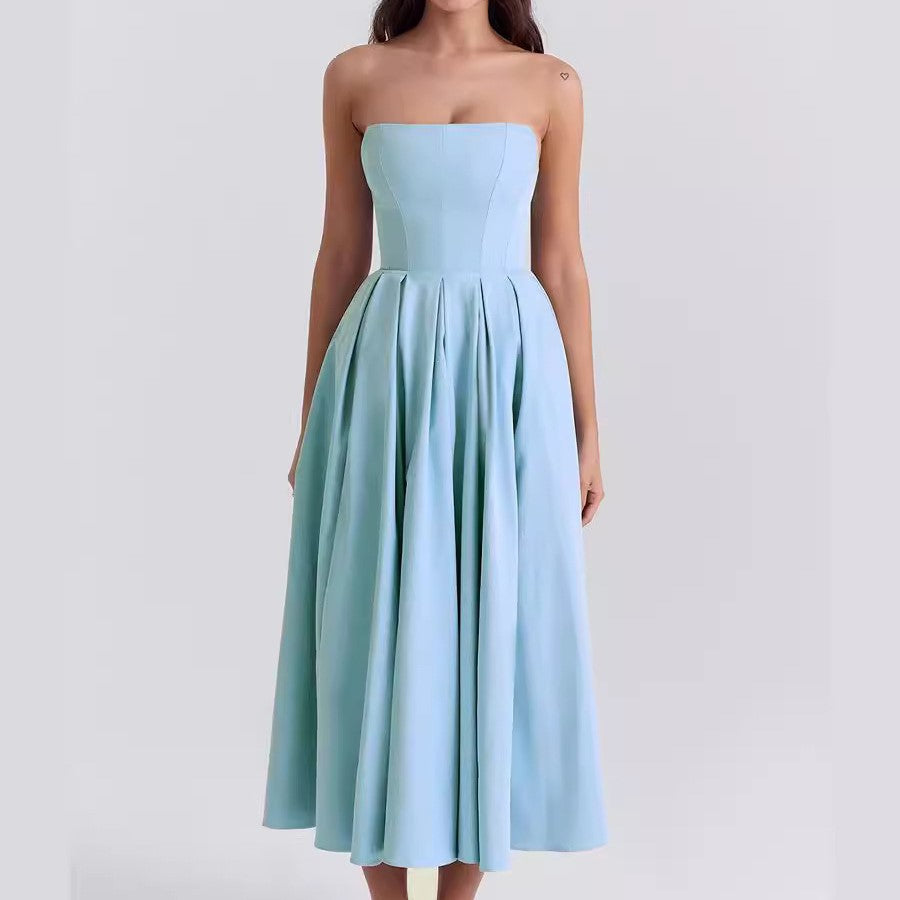 Off-Shoulder Pleated Dress