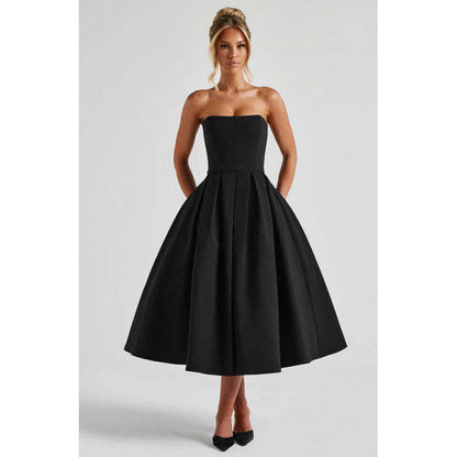 Off-Shoulder Pleated Dress