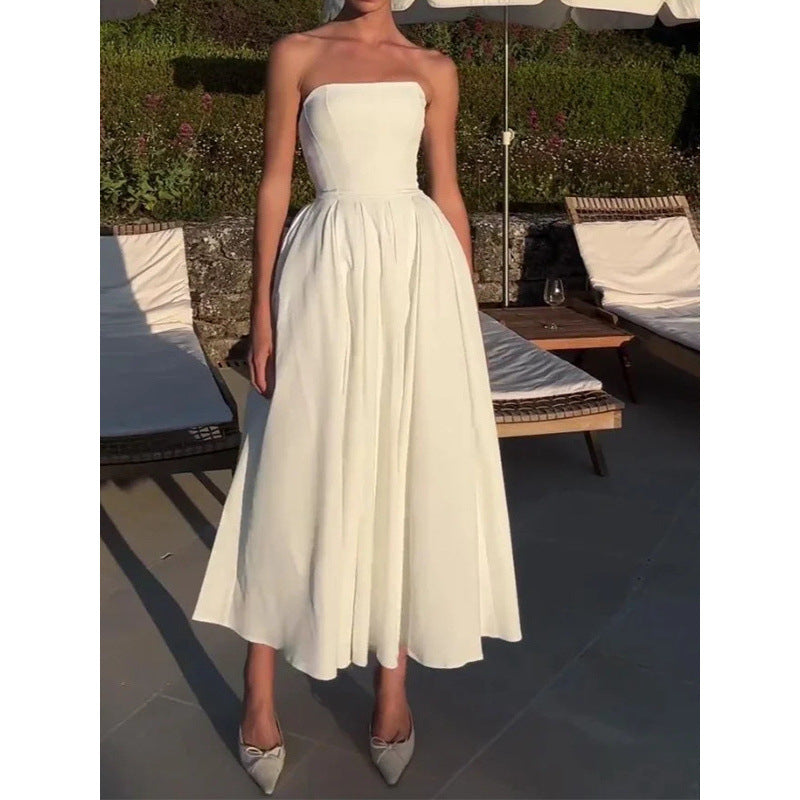 Off-Shoulder Pleated Dress