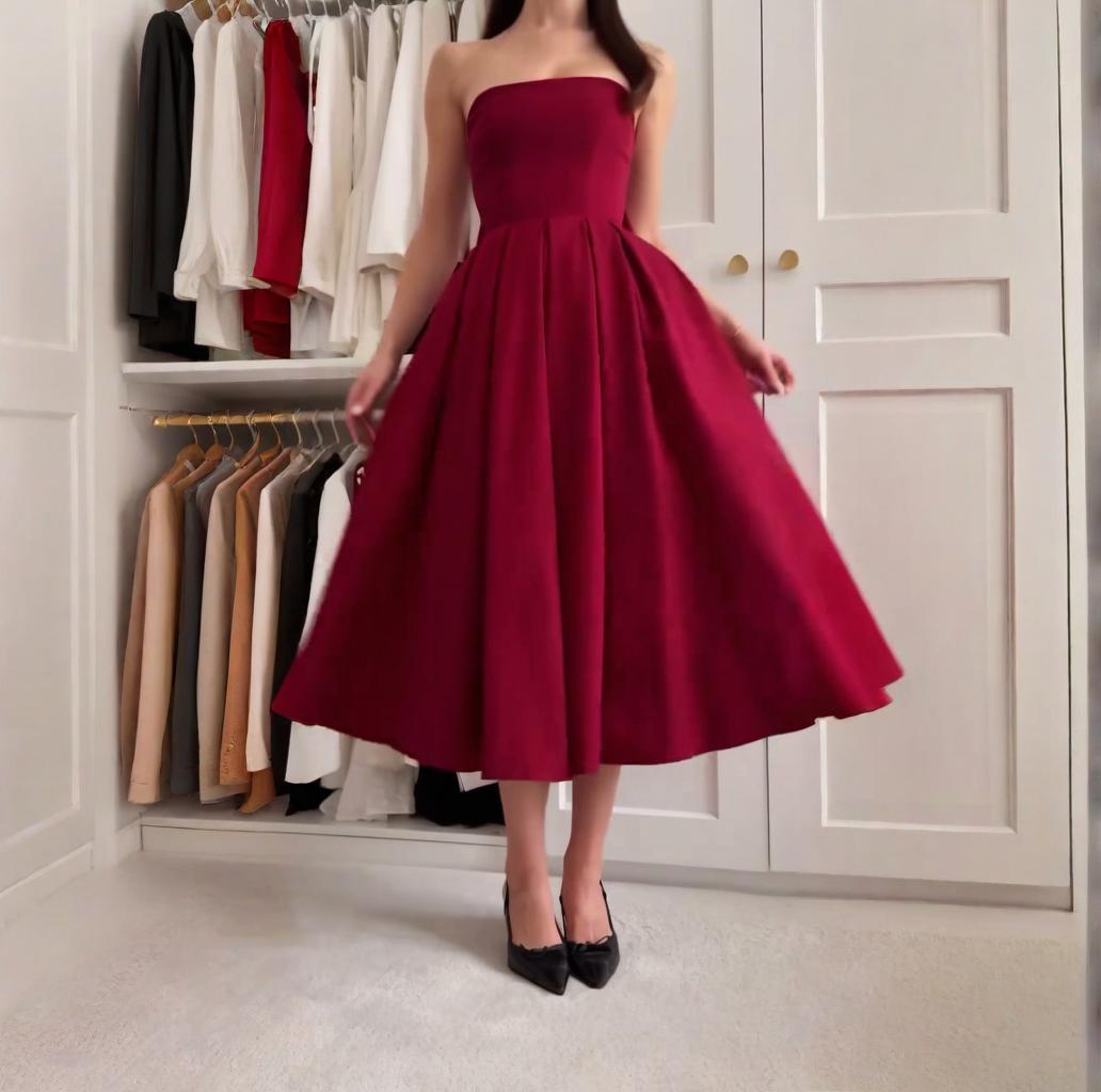Off-Shoulder Pleated Dress
