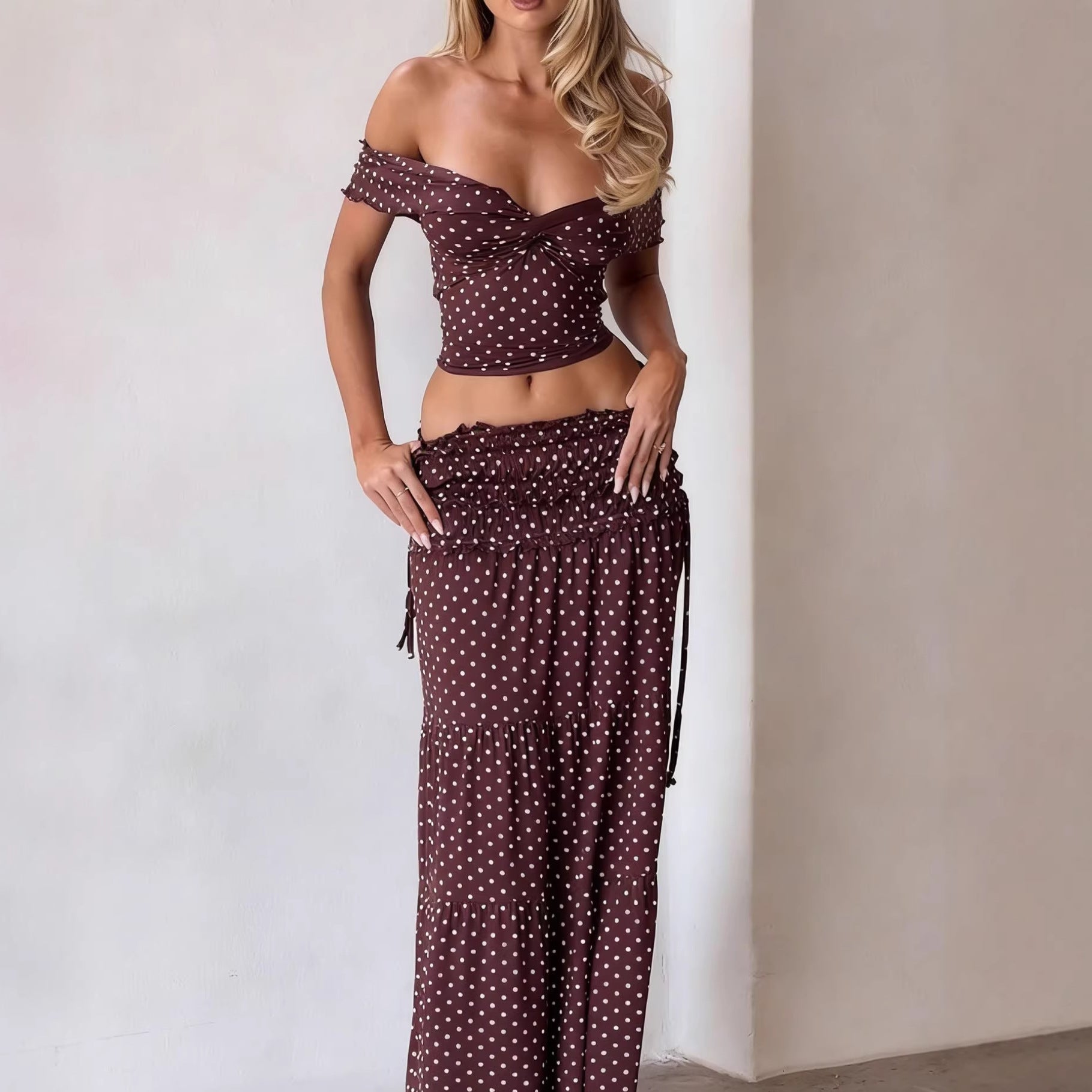 Off-Shoulder Polka Dot Dress