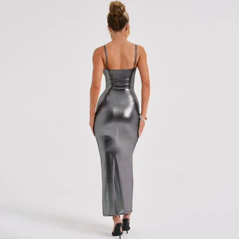 off-shoulder slim strap dress women's dress