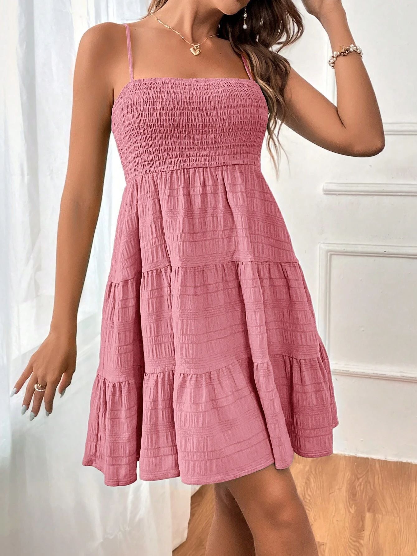 Off-Shoulder Textured A-Line Dress