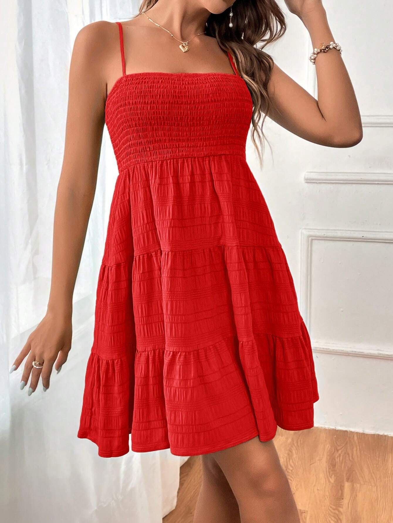 Off-Shoulder Textured A-Line Dress