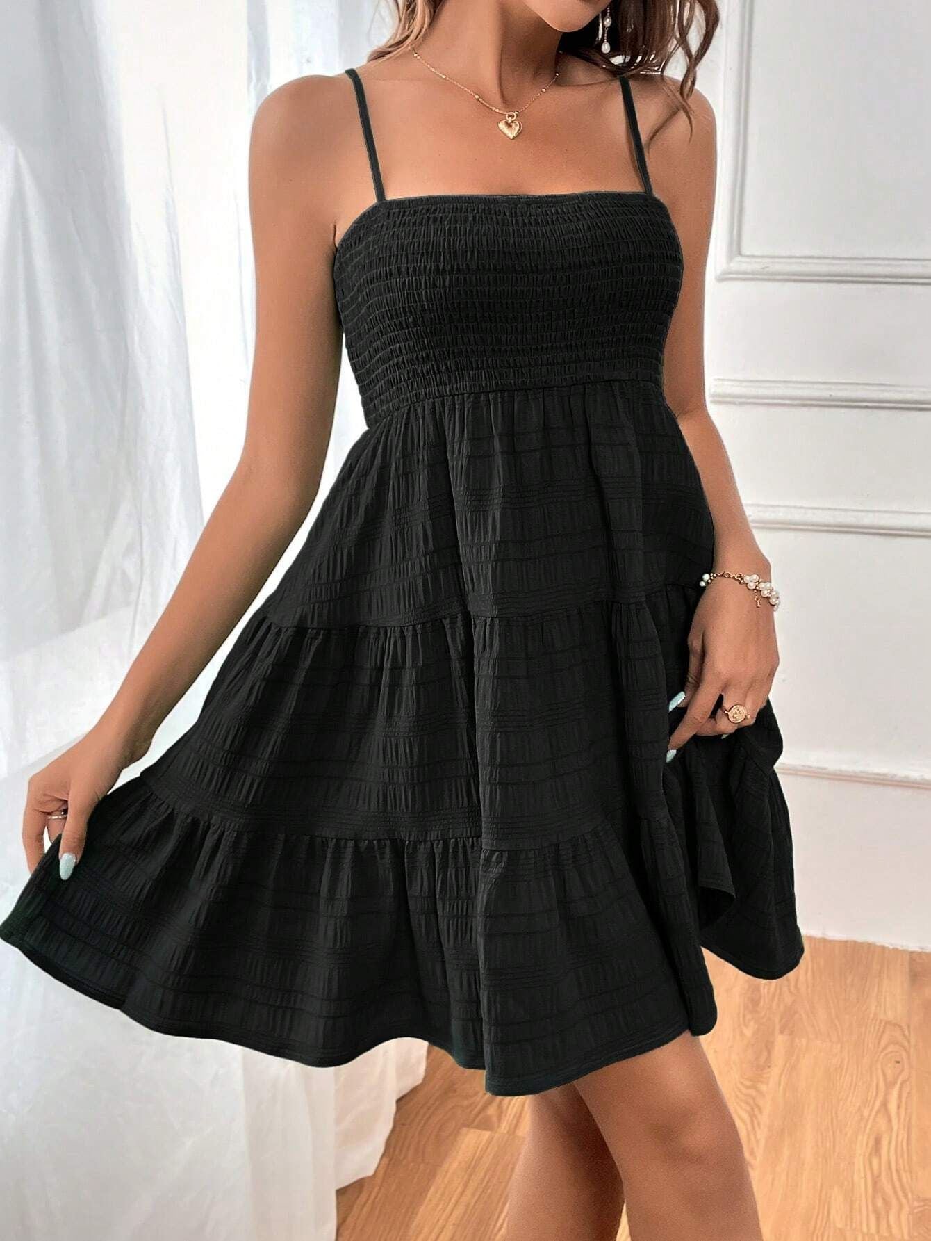 Off-Shoulder Textured A-Line Dress