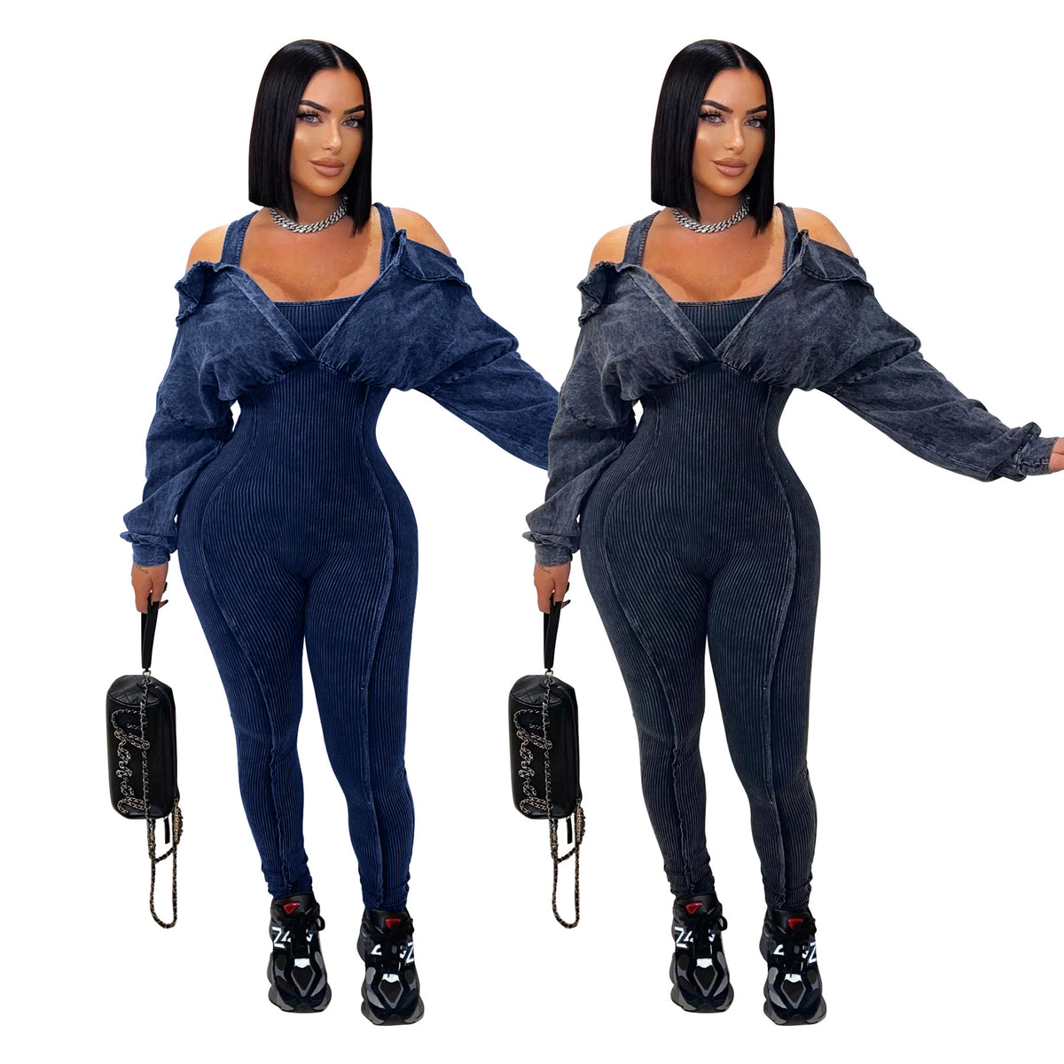 Off-Shoulder Tight Jumpsui