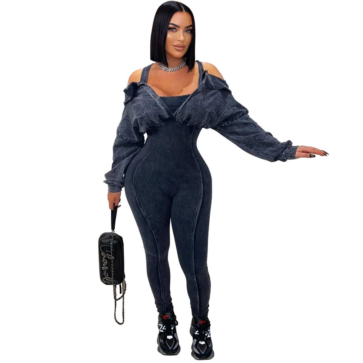 Off-Shoulder Tight Jumpsui