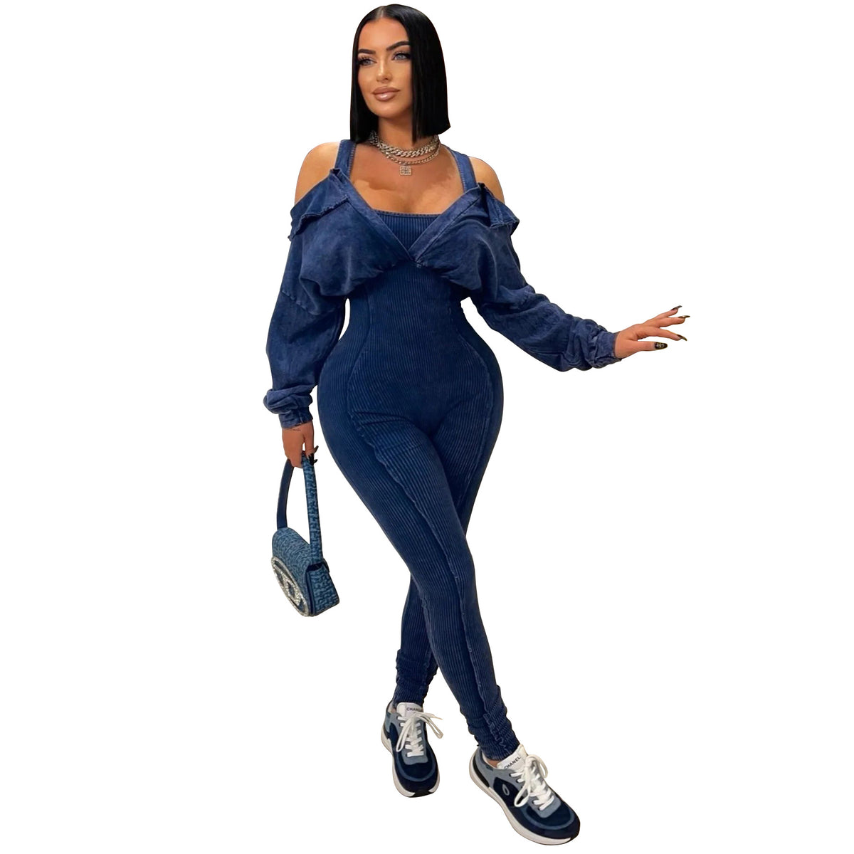 Off-Shoulder Tight Jumpsui