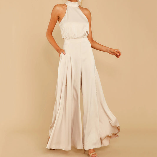 Off-the-shoulder high-waisted jumpsuit
