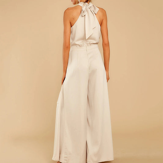 Off-the-shoulder high-waisted jumpsuit