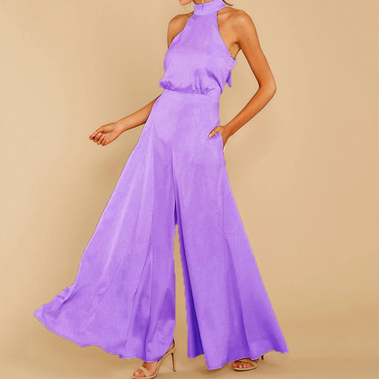 Off-the-shoulder high-waisted jumpsuit
