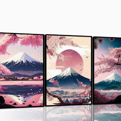 Oil Painting Canvas Cherry Blossom Landscape Wall Art