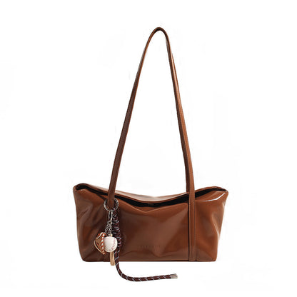Oil Wax Leather Korean Style Flip Armpit Shoulder Bag