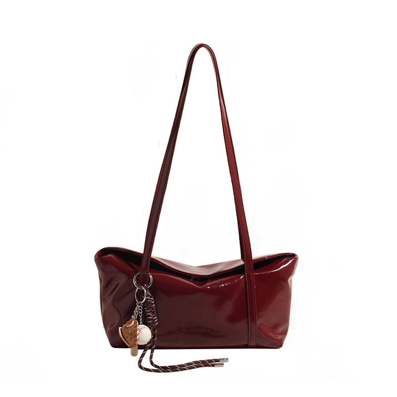 Oil Wax Leather Korean Style Flip Armpit Shoulder Bag