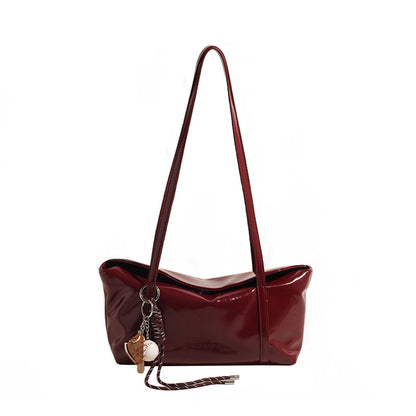 Oil Wax Leather Korean Style Flip Armpit Shoulder Bag